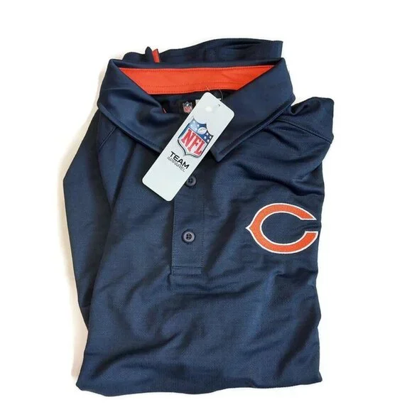 Chicago Bears Mens Size M Short Sleeve Golf Polo Shirt Navy Blue Team Apparel - Picture 5 of 6